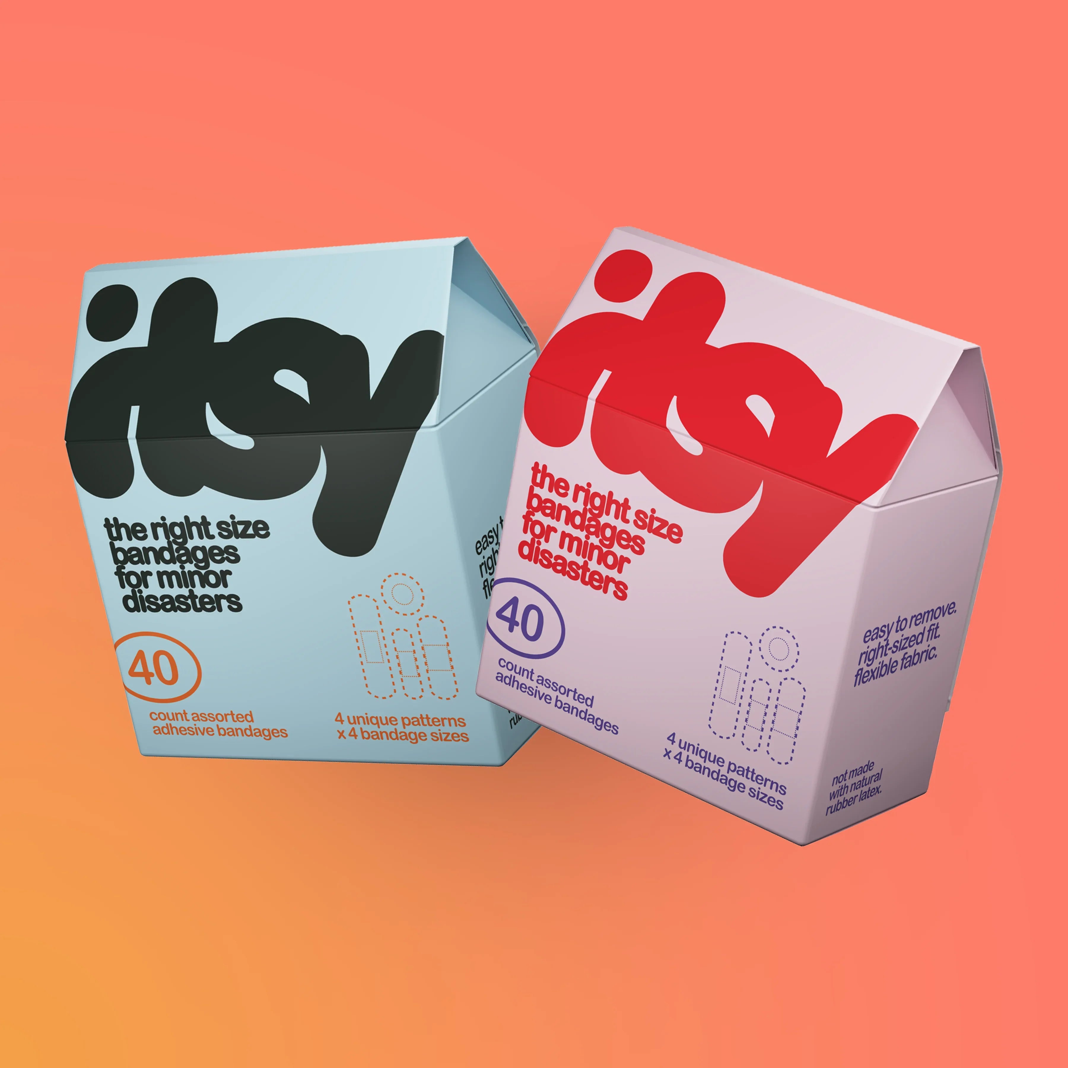 itsy 2-pack bandage box, blue + pink colorway