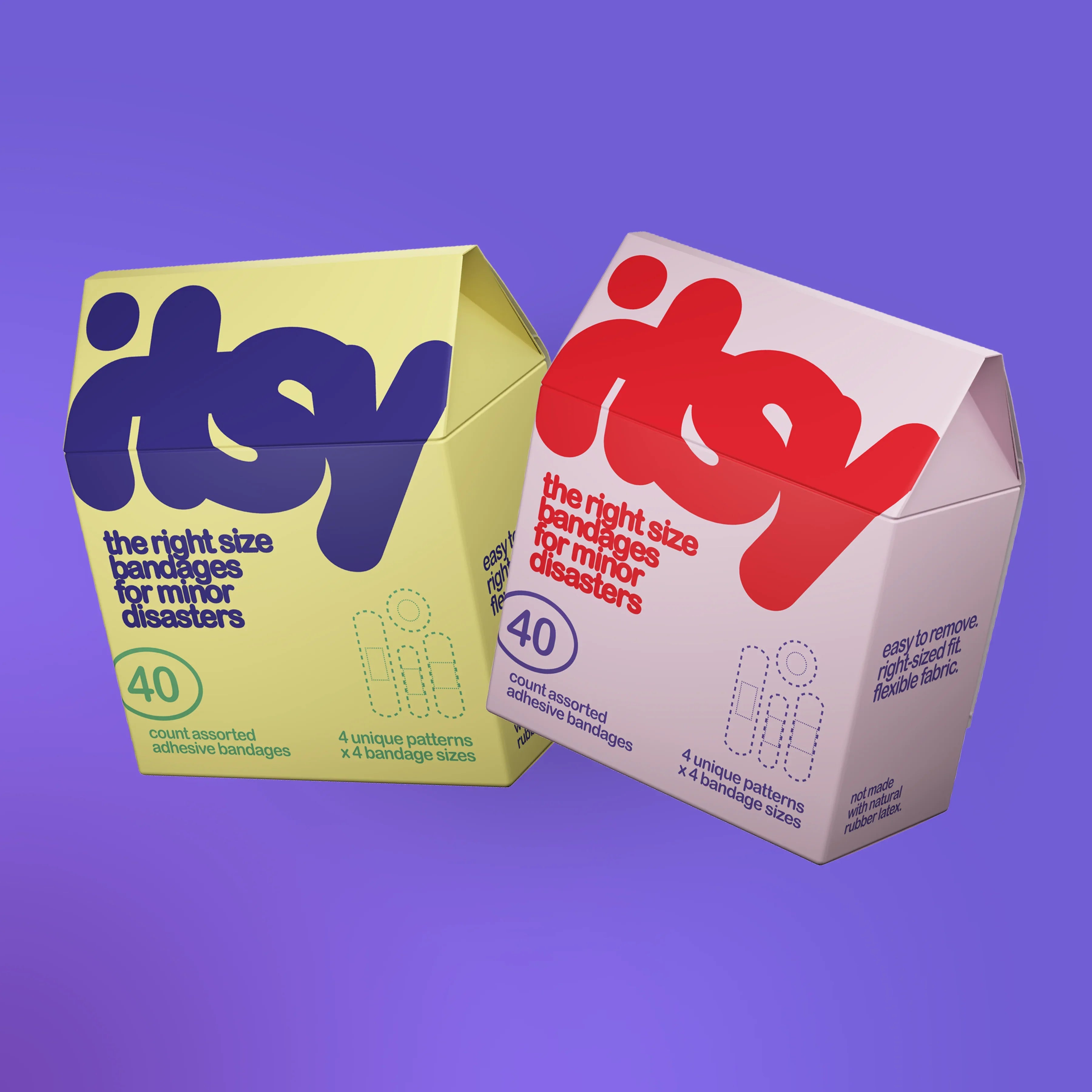 itsy 2-pack bandage box, pink + purple colorway