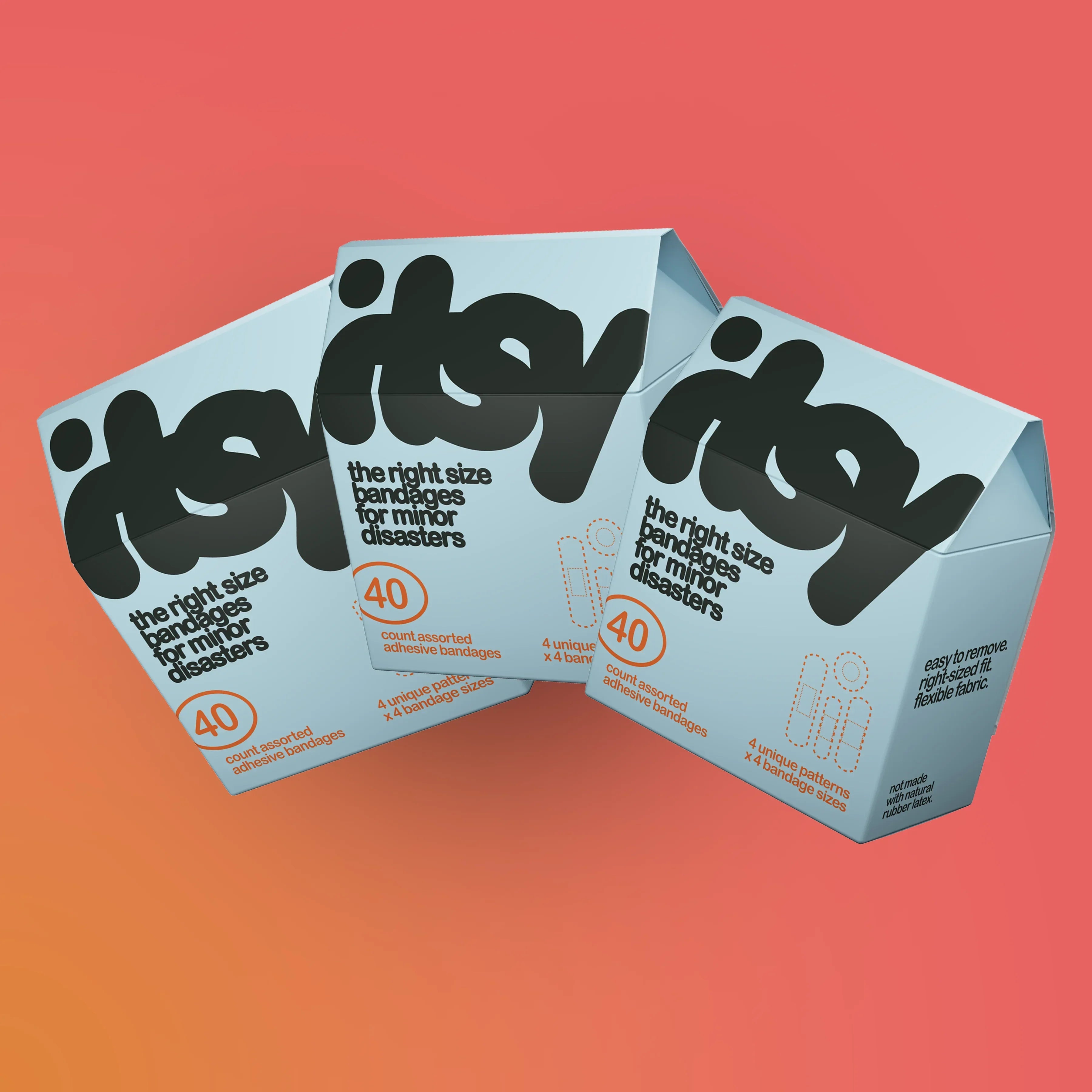itsy 3-pack bandage box, blue + blue + blue colorway