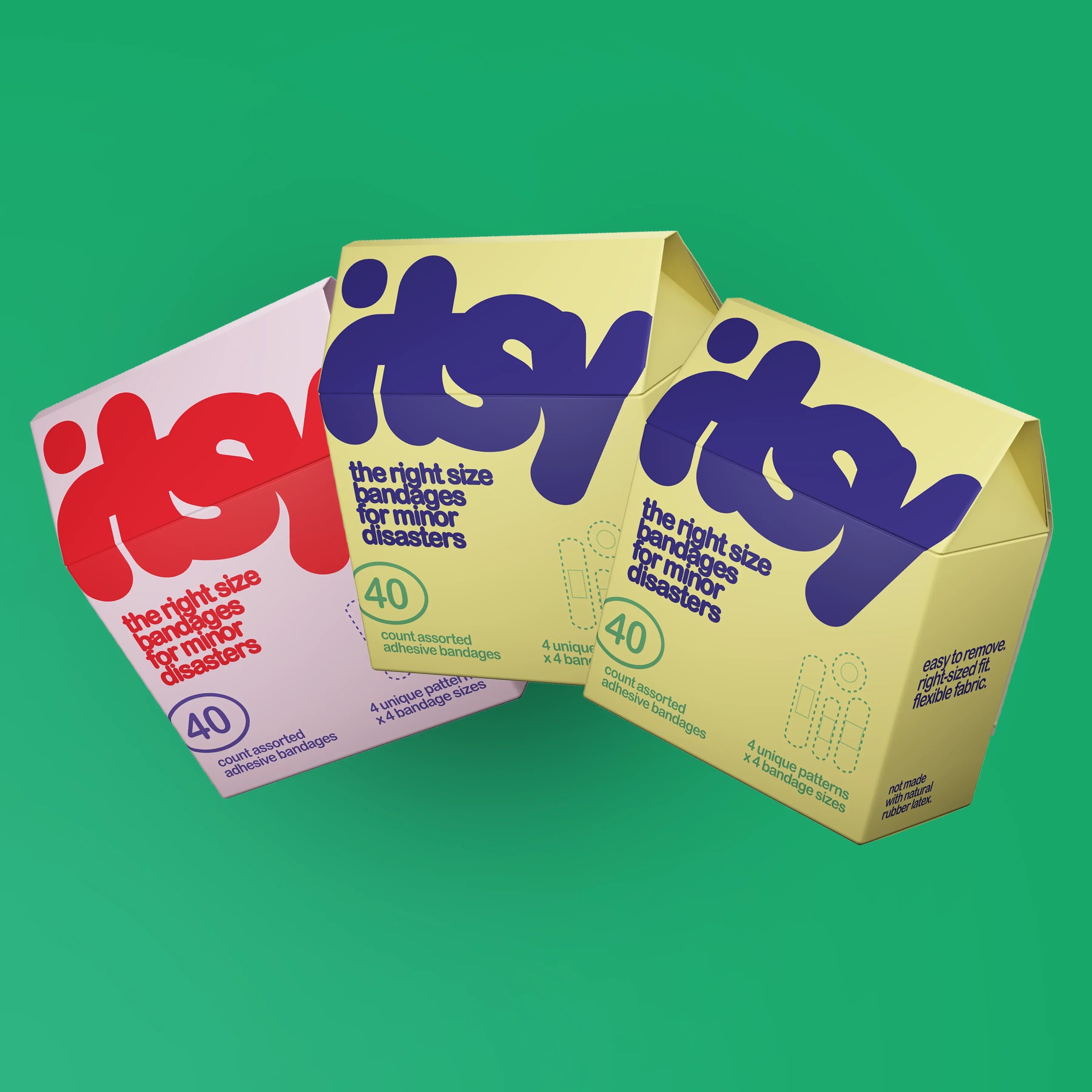 itsy 3-pack bandage box, pink + purple + purple colorway